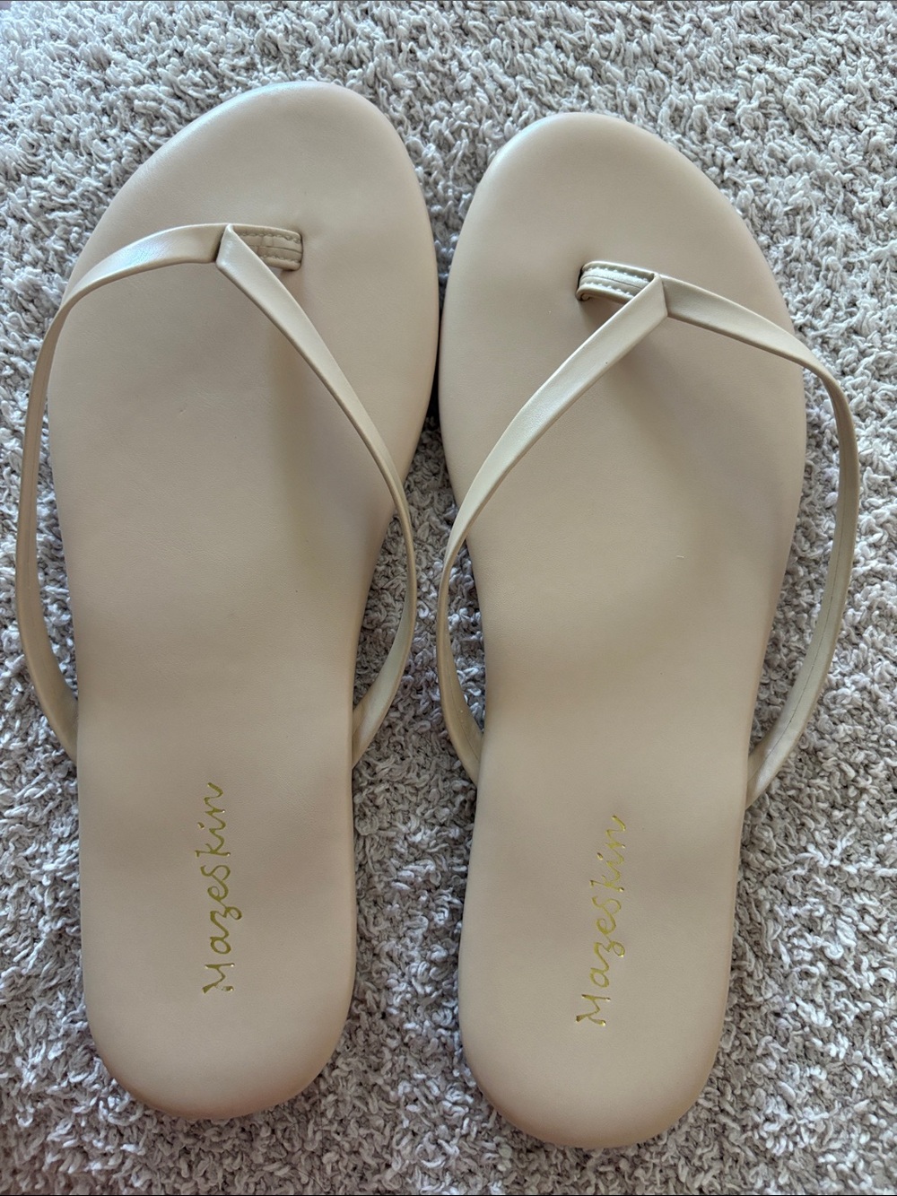 Women's Beige Minimalist Thong Sandals